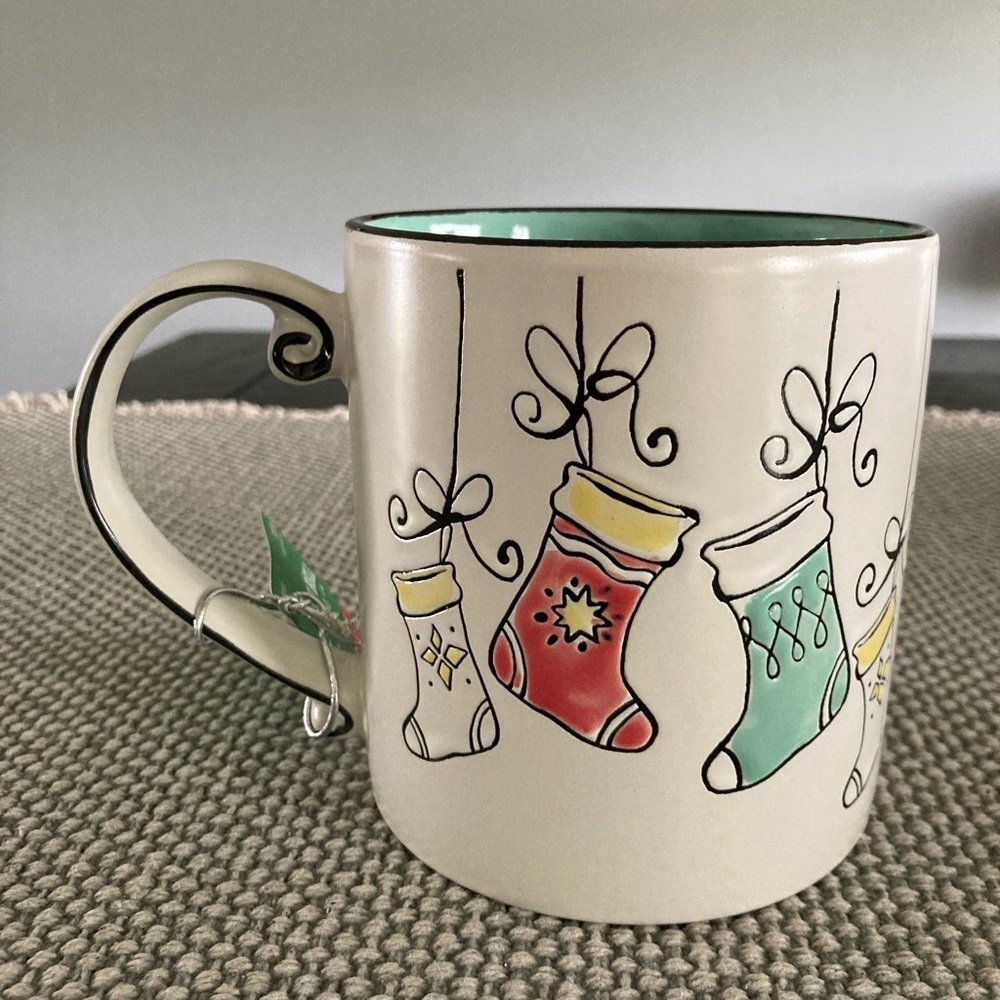 Sleigh Bells Bistro holiday 22oz ceramic coffee mug